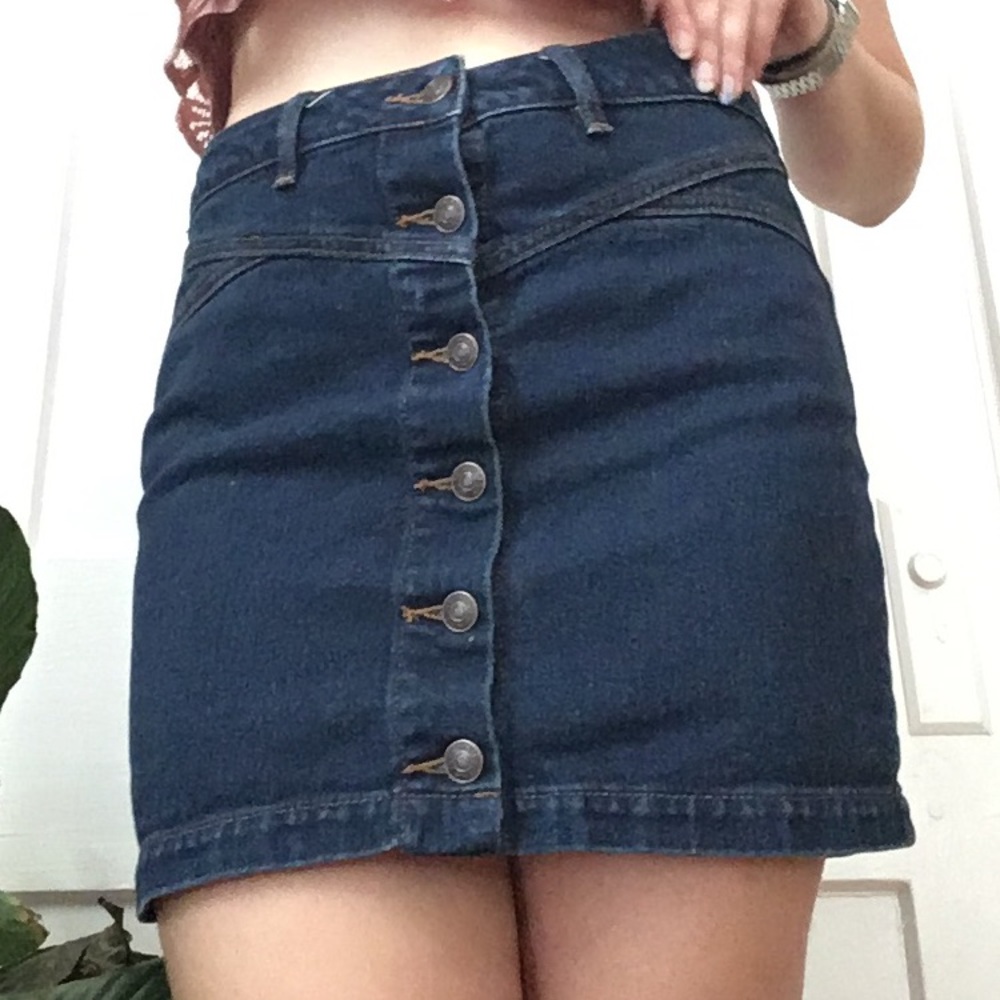 Denim button up skirt